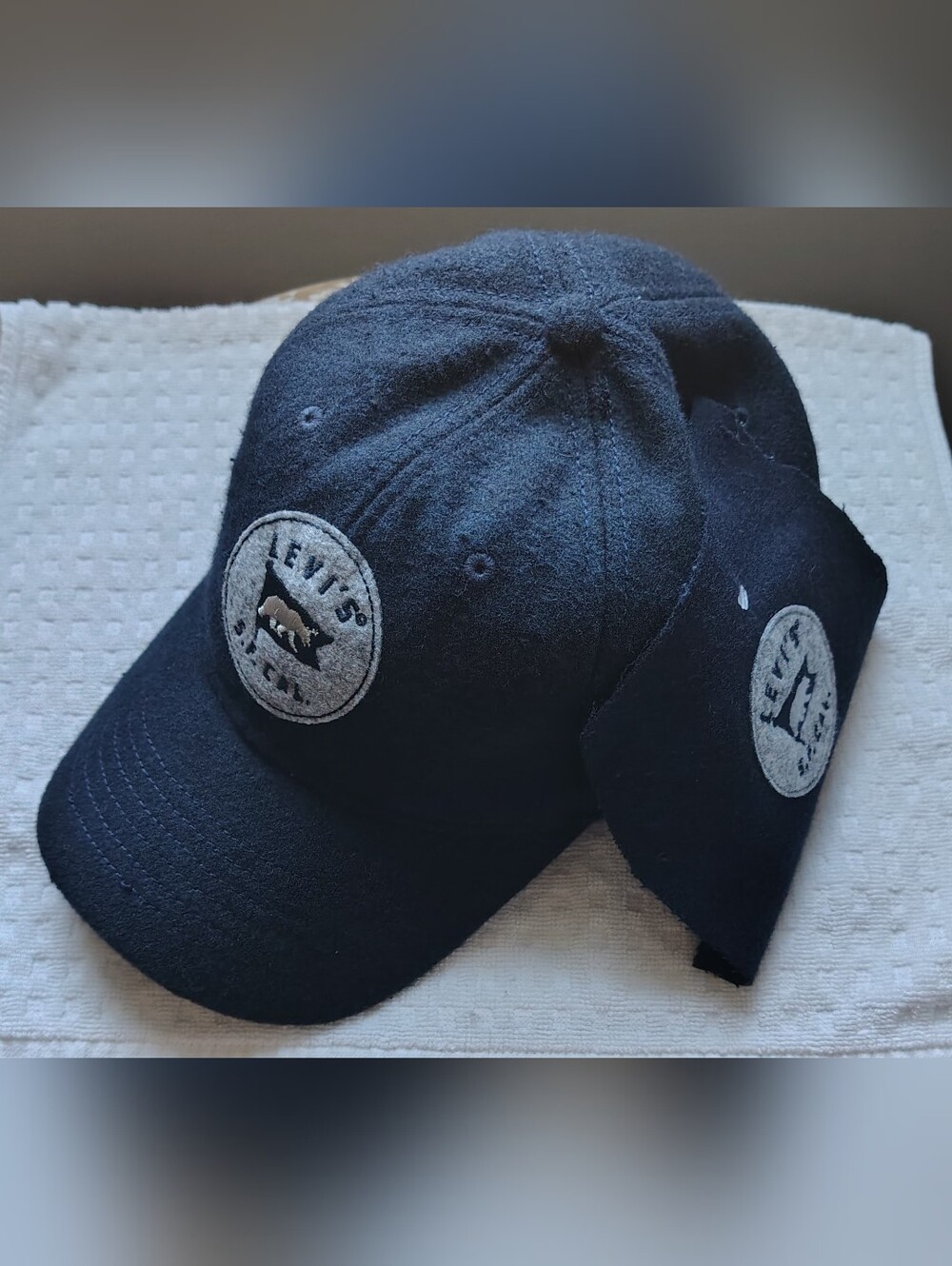 Levi's Men's Promo Sample Navy Wool Snapback Hat NWT Extra Patch Swatch